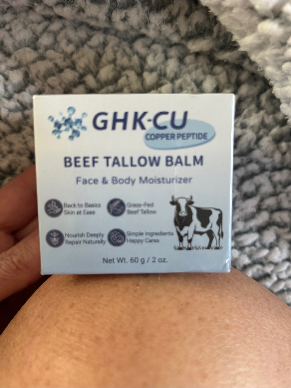 GHK-CU Beef Tallow Balm Face & Body Moisturizer - White